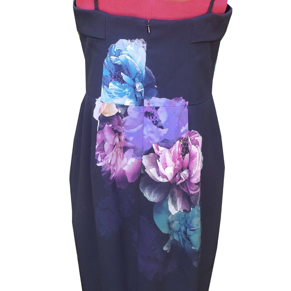 Black Halo Dress Black Floral Graphic Sleeveless Sheath Spaghetti Straps 14 - Picture 6 of 9